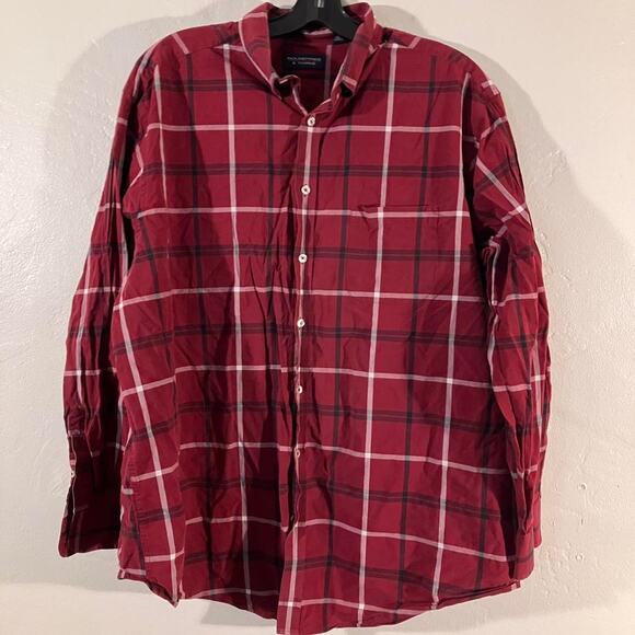 Roundtree Yorke Red Plaid Repaired Button‎ Up Shirt - Picture 1 of 6